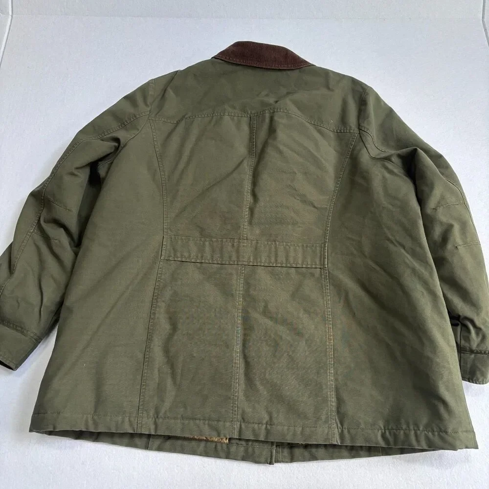 LL Bean Field Barn Chore Hunting Jacket Women's 2X Green Quilted Canvas Corduroy